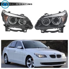 For 2008 2009 2010 Bmw 528i Headlight Assembly Right+left Black Halogen Clear