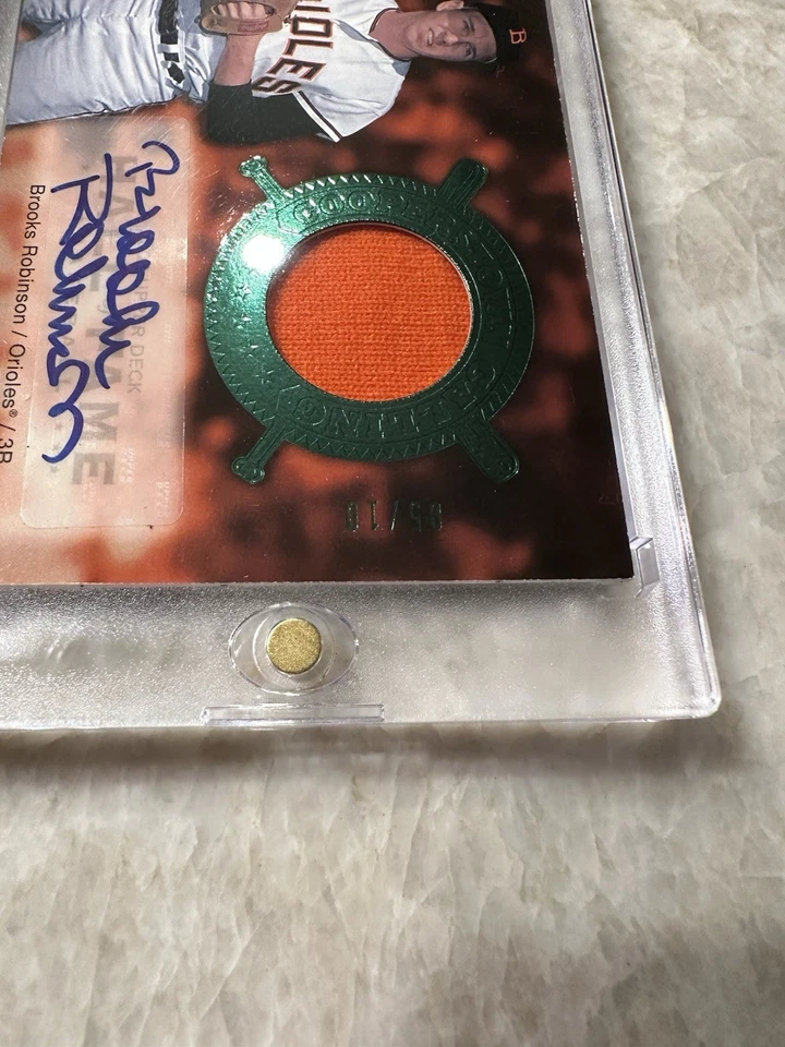 Tarjeta de béisbol 2005 Upper Deck Cooperstown Calling Brooks Robinson automática/10 MLB Foto 4 de 4