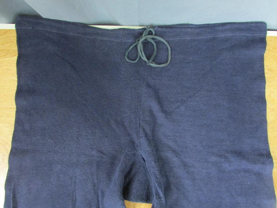 复古 20 世纪 20 年代古董羊毛针织泳装泳衣蓝色带白色条纹 — 第 2/4 张图片