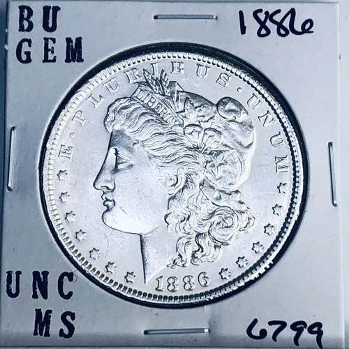 1886 BU GEM MORGAN SILVER DOLLAR UNC MS+++ U.S. MINT RARE COIN 6799