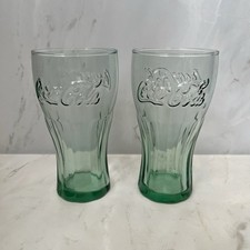 2 x Official Coca-Cola Green Tinted Drinking Glass 16oz Pint - Brand New