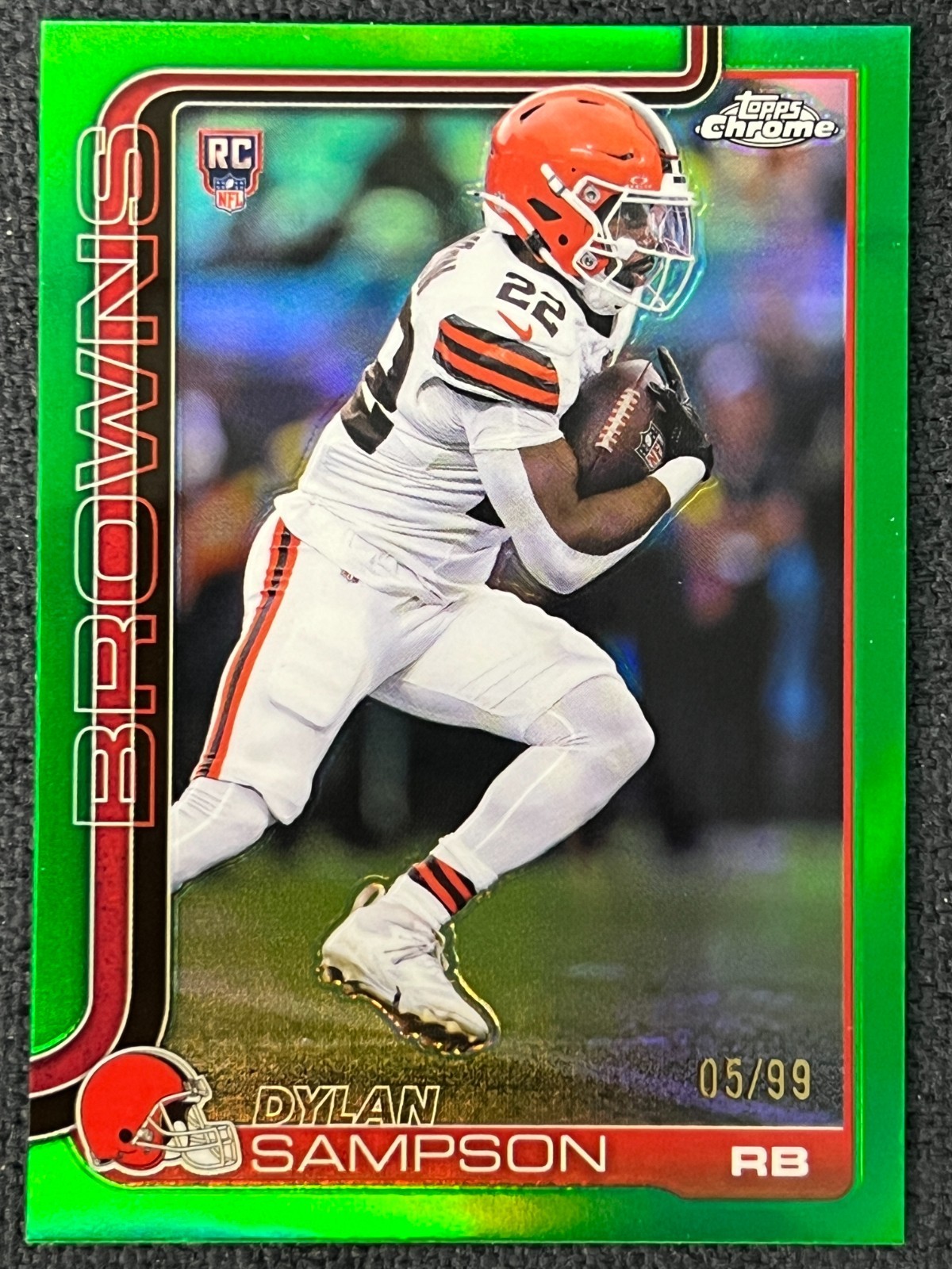 2025 Topps Chrome Green #308 Dylan Sampson RC Rookie 5/99 Browns