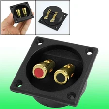 Black Square 2 Binding Post Type Speaker Box Terminal Cup