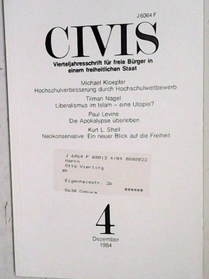 CIVIS. Vierteljahresschrift für freie Bürger in einem freiheitlichen Staat 4 / 1
