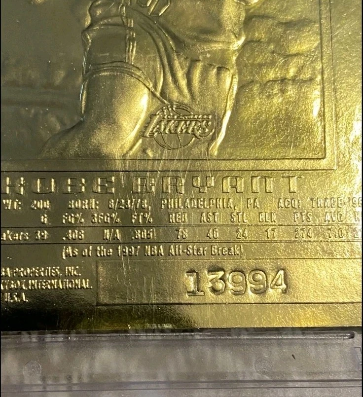 1996-1997 Skybox EX-2000 Kobe RC Bryant Black 24KT Gold Medallion Serial #! - Image 2 of 4