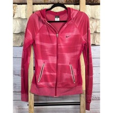 Nike Womens Dri-FIT Pink Space Dye Full Zip Hoodie Thumbholes Size M