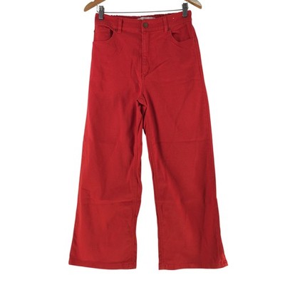 Grae Denim Jeans Womens 8 Red High Rise Wide Leg Relaxed Stretch Denim 137470