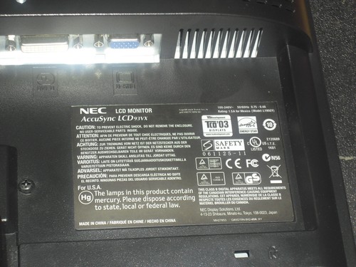 NEC AccuSync LCD93VX 19" LCD Monitor - Picture 7 of 10