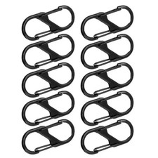 10Pcs Black S Shaped Metal Carabiner Double Hook Keychain Clips Camping Fishing