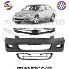 Front Bumper Cover Fascia & Grille Assembly Kit For 2006-2007 Honda Accord