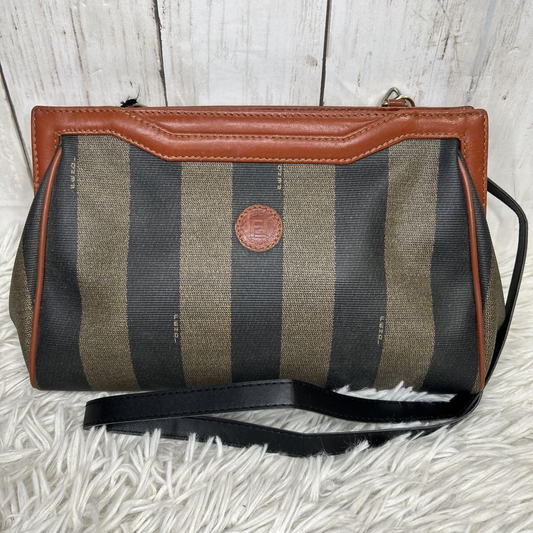 FENDI Pekan Shoulder Bag Brown FF Logo PVC Leather Style PGF8J3