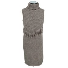 Anthropologie Nomad Morgan Carper Fringe Sweater Dress Gray Western Size Small