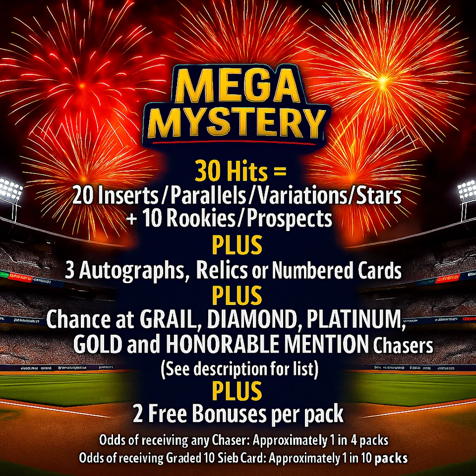 NEW Mystery MLB Chaser Packs 30 Hits Guaranteed 3 #'d, Autos or Relics per pack - Image 2 of 2
