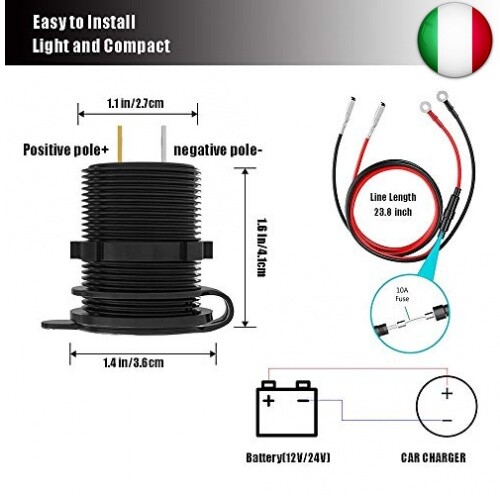 Doppio USB Auto QC3.0 GemCoo - Caricabatteria 36W Impermeabile Con Touch LED - Foto 6
