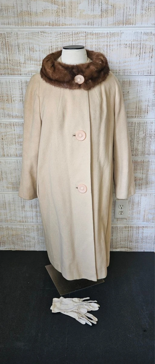 Vintage Cashmere Coat with Mink Collar Women s M L By LAZARUS eBay