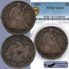 1871 Liberty Seated Silver Dollar, Pcgs Vg10, TrueView, Problem Free Coin, C8063