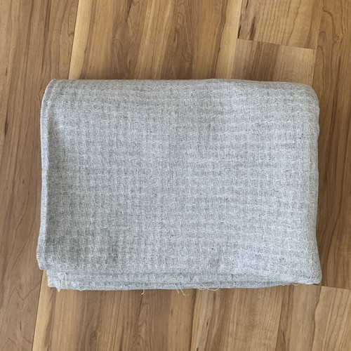 Vintage Gray Cotton Polyester Woven Square Texture Fabric 5 Yards 59”W x 180”L - Picture 2 of 6