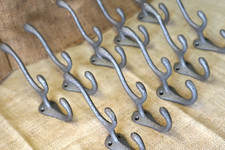 10 Cast Iron Triple School Style Coat Hooks Hat Hook Rack Hall Tree Tack Farm