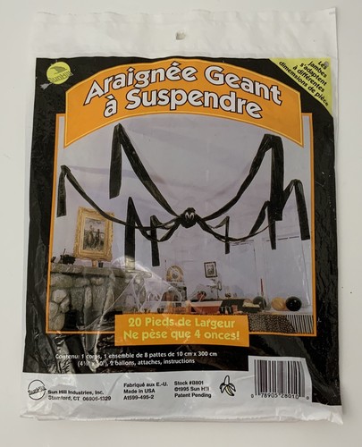Vintage Halloween Gigante Appeso Ragno Decorazione Anni 90 Interno Esterno 20’ Largo USA - Foto 1 di 12