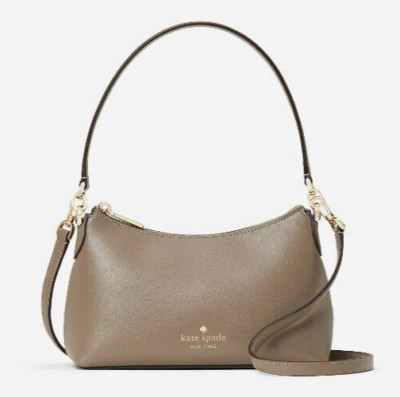 New Kate Spade Sadie Small Shoulder bag Saffiano Leather Thunder Cloud Brown
