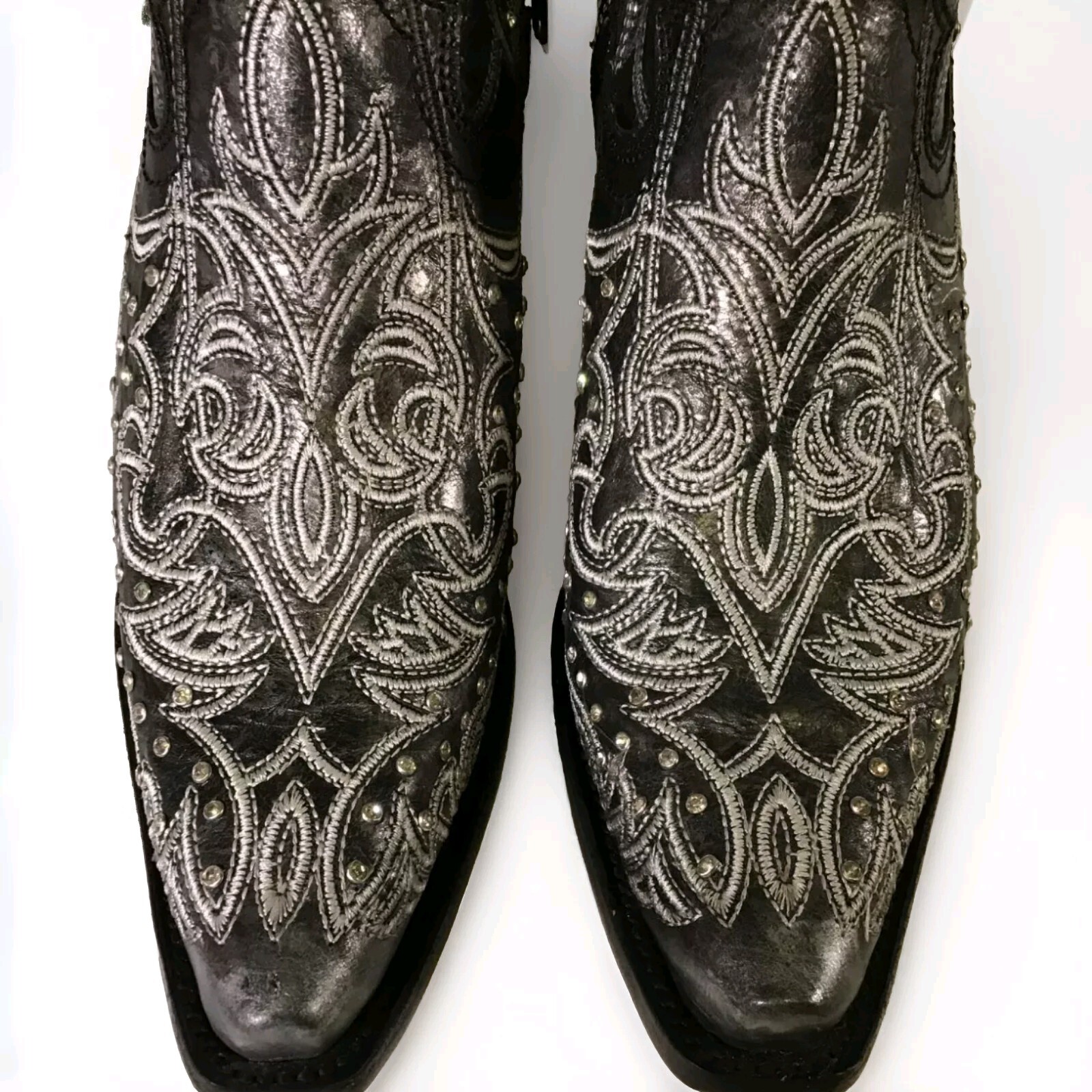 NEW Corral Ladies Black White Crystal Embroiders Snip Ankle Boot C3923 Size 11 M