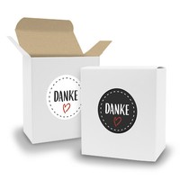 Itenga Set Danke 24Xfaltschachtel Quader Weiß Braun Gastgeschenk Hochzeit M22