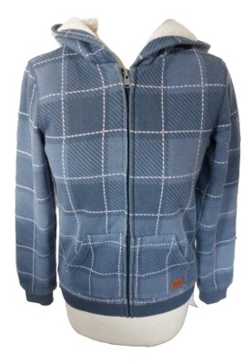 Roxy Plaid Front Zip Hooded Long Sleeve Blue/ Lilac Lined Age 12  Girl VGC    