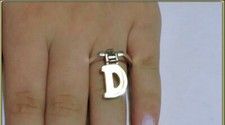 Rare Letter D Silver Charm Ring or Knuckle Ring FREE BOX + with 2 Bonuses inside