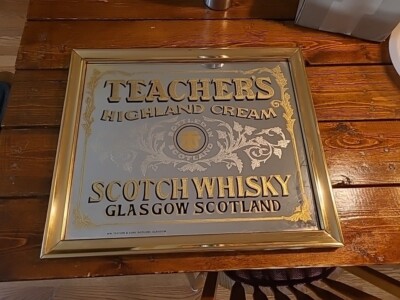 TEACHER S SCOTCH HIGHLAND CREAM WHISKY MIRROR BAR SIGN 