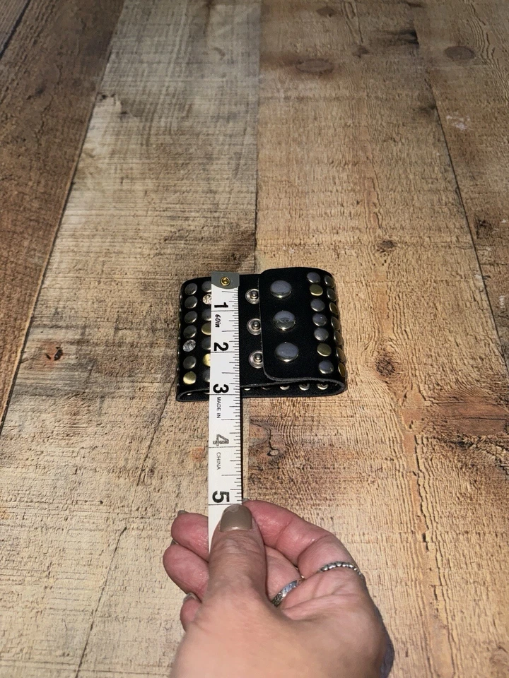 Dazzle Crystal Rhinestone Metal Studs Style Leather Wrap Fashion Bracelet - Image 2 of 4