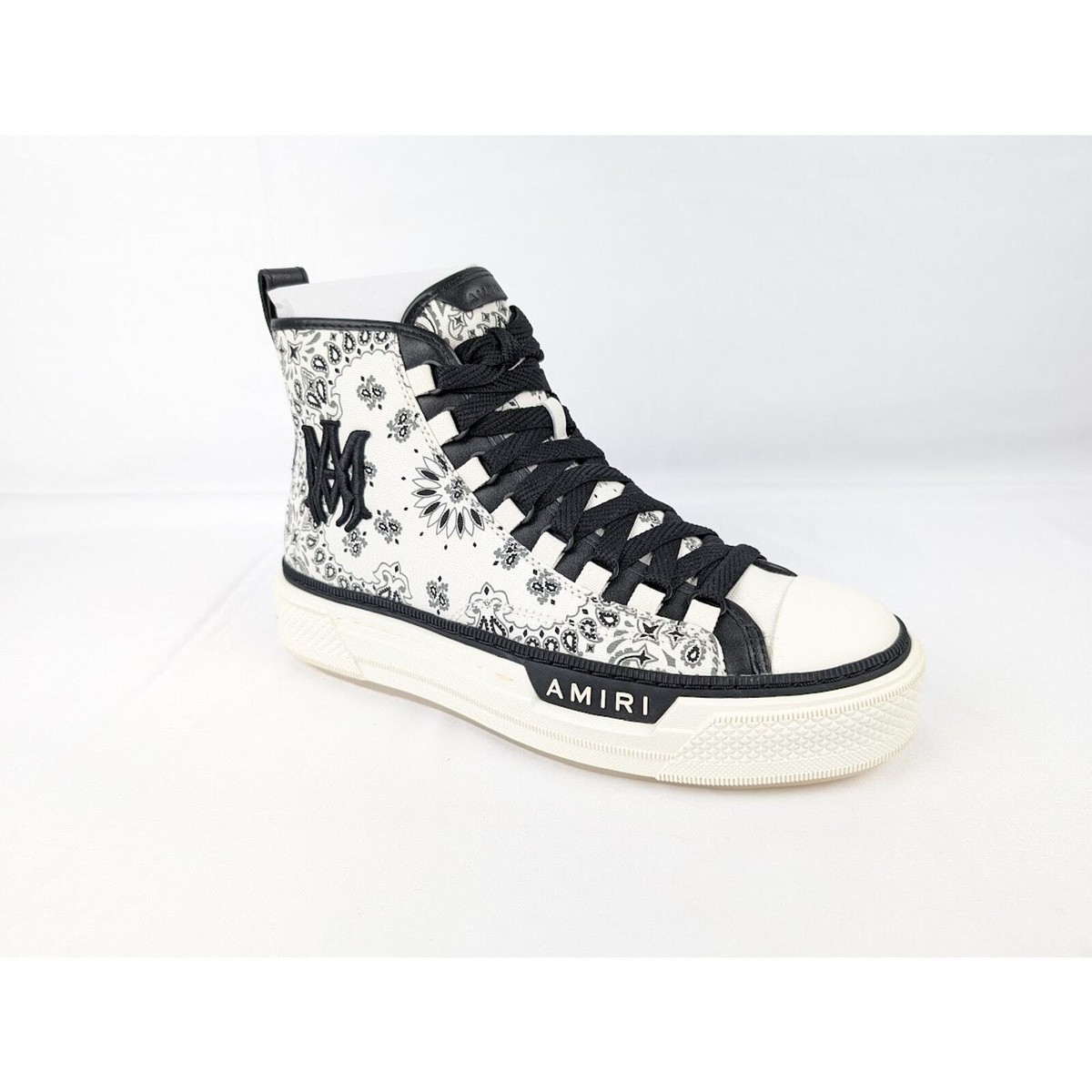 ★関税込み★ AMIRI BLACK AND WHITE BANDANA SNEAKERS Amiri Bandana MA Court Hi Top Sneakers in White/Black BNWB