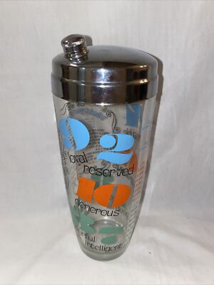 Hazel Atlas Numerology What’s Your Number Glass Cocktail Shaker w/Lid