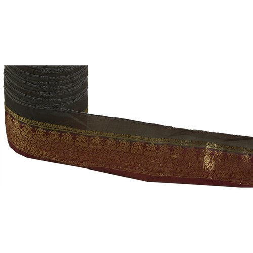 Sanskriti Vintage Dark Red Sari Border Woven Brocade 1Yd Craft Trim Sewing Lace - Picture 6 of 6