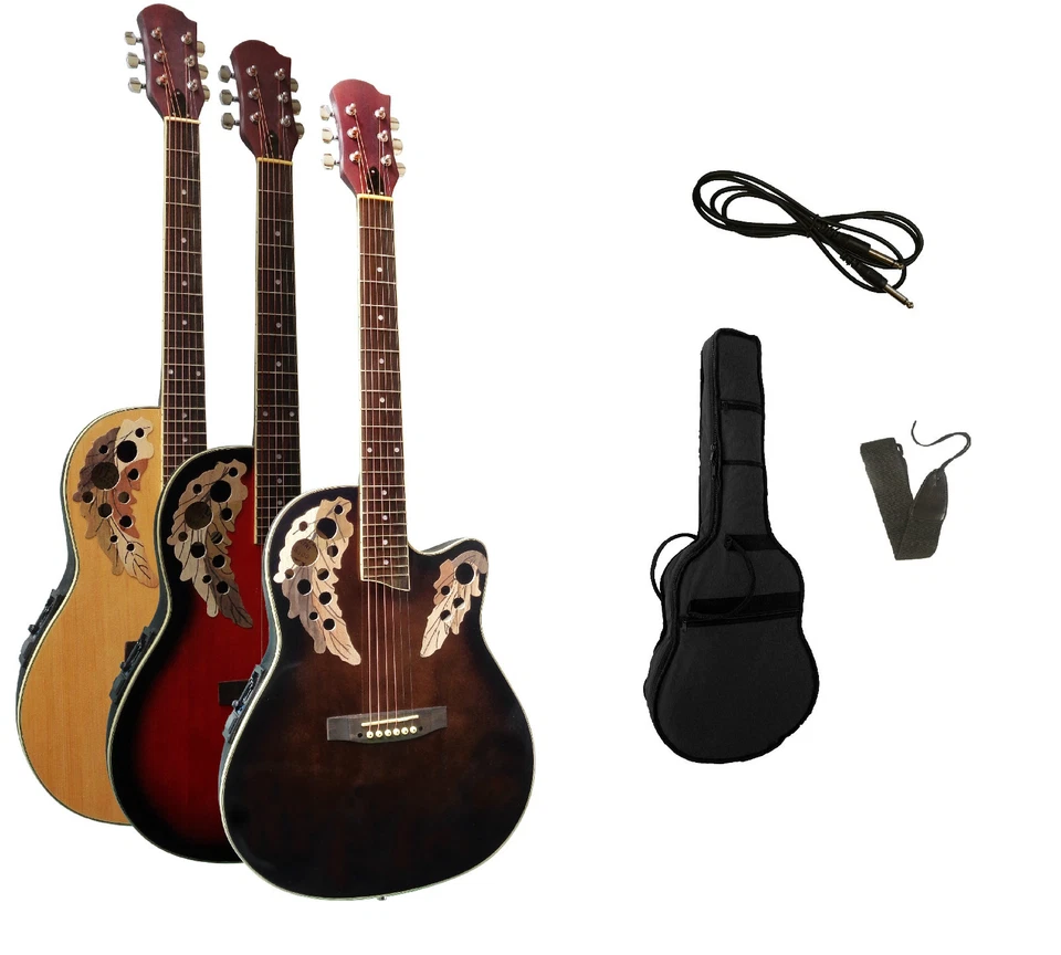 ROUNDBACKGITARRE - AKUSTIKGITARRE - MIT EQ - VIELE FARBEN - TASCHE - BAND - RB - Bild 2 von 2