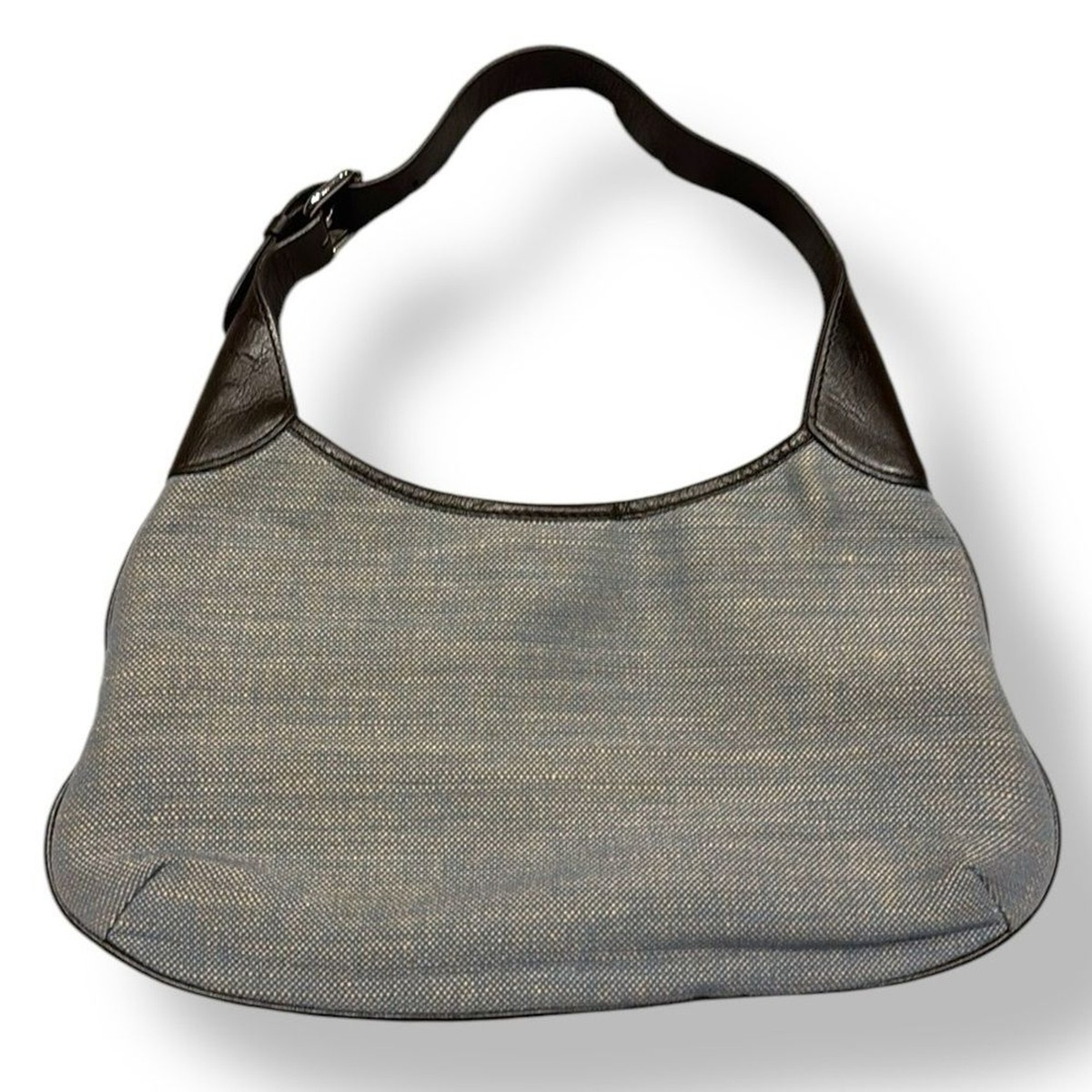 Y2K 2000s Banana Republic Pale Blue Jute/Cotton Hobo Shoulder