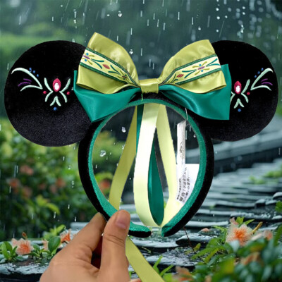 #ad Disney Parks Princess Anna Frozen Fantasy Springs Green Headband Minnie Ears $18.60