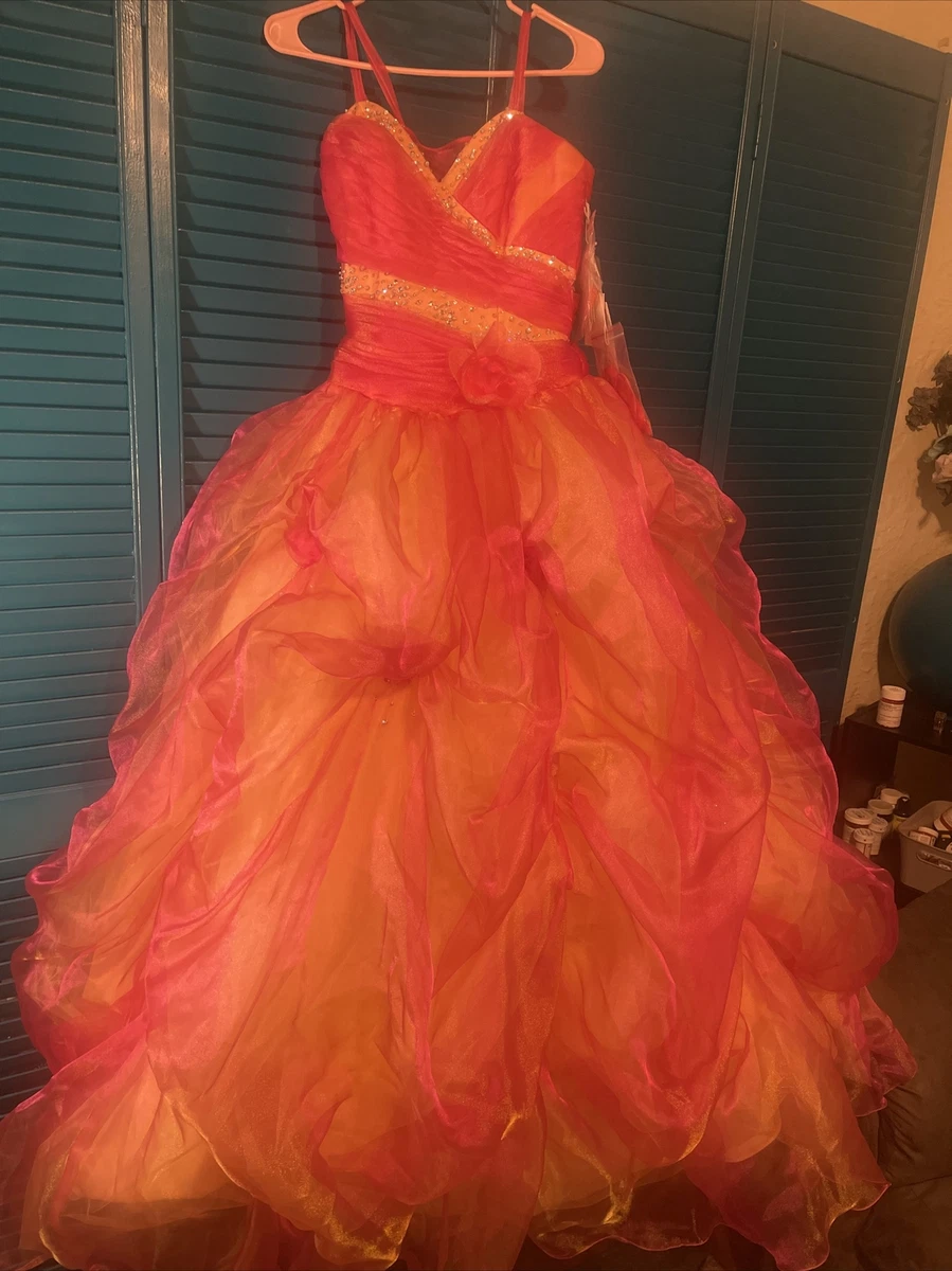 Mori Lee by Madeline Gardner Vizcaya Pink orange Quinceanera Prom