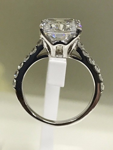 14K Solid White Gold 2.36Ct Cushion Cut Lab Grown Diamond Engagement Rings - Picture 5 of 11