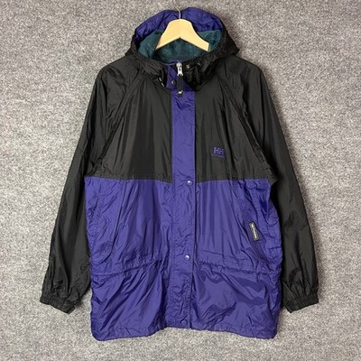 Helly Hansen Packable Anorak Jacket Black Purple Hooded Lightweight Size M