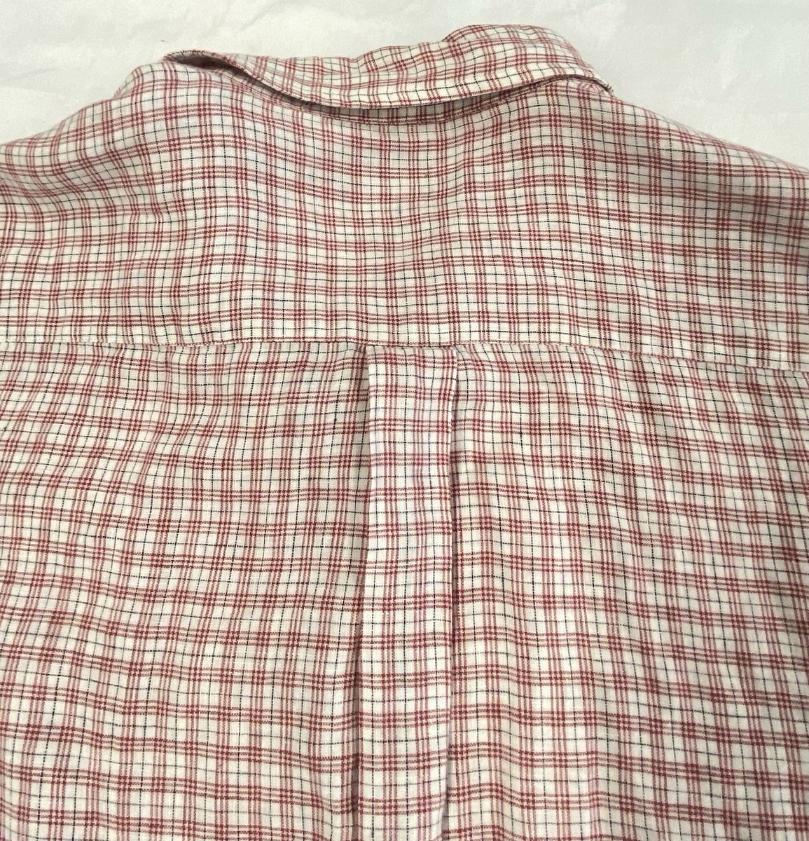 Brooks Brothers Shirt Lux Tier Irish Linen Mens XL Red White Plaid