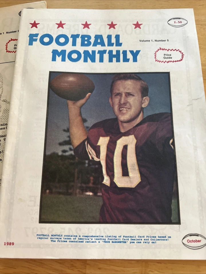 #A12 Lot Of  2 Vintage 1989 Vol. 1 No. 2 & 5 Football Monthly Price Guide - Image 2 of 4