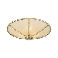 Deckenleuchte Metall Glas D: 42 Cm In Messing Antik Champagner E27 3-Flammig