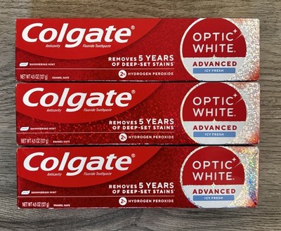 Colgate Optic White Advanced Icy Fresh Toothpaste 4.5oz 3Pk Exp 1/28