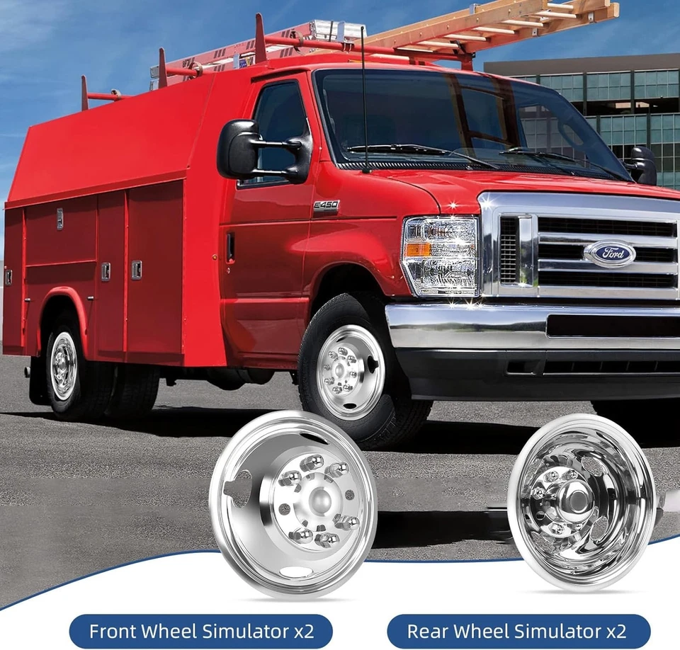 4 Ford E350/E450 Van 2008-2025 16"" sobre la lengüeta simulador de rueda de acero inoxidable Foto 4 de 4