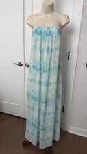 Alice + Olivia Maisie Strapless Maxi Dress Blue Cloud Print Flowy 4 S 100% SILK