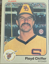 Fleer Floyd Chiffer #354 San Diego Padres Rookie Baseball Card 1983. rookie card picture