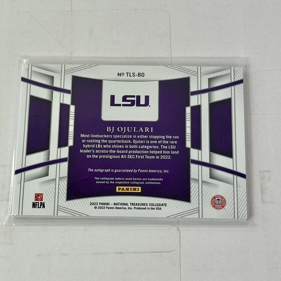 BJ Ojulari LSU 2023 National Treasures Collegiate Panini Auto RC /49 - Image 3 of 3