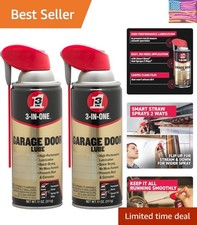 Professional Garage Door Lubricant with Smart Straw Sprays 2 Ways, 11 OZ Twin...