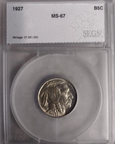 1927 Buffalo Nickel SEGS MS 67 Coin Gem B5C