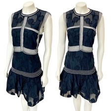 Alexis Rajani Mini Dress in Black Lace Trim Medium